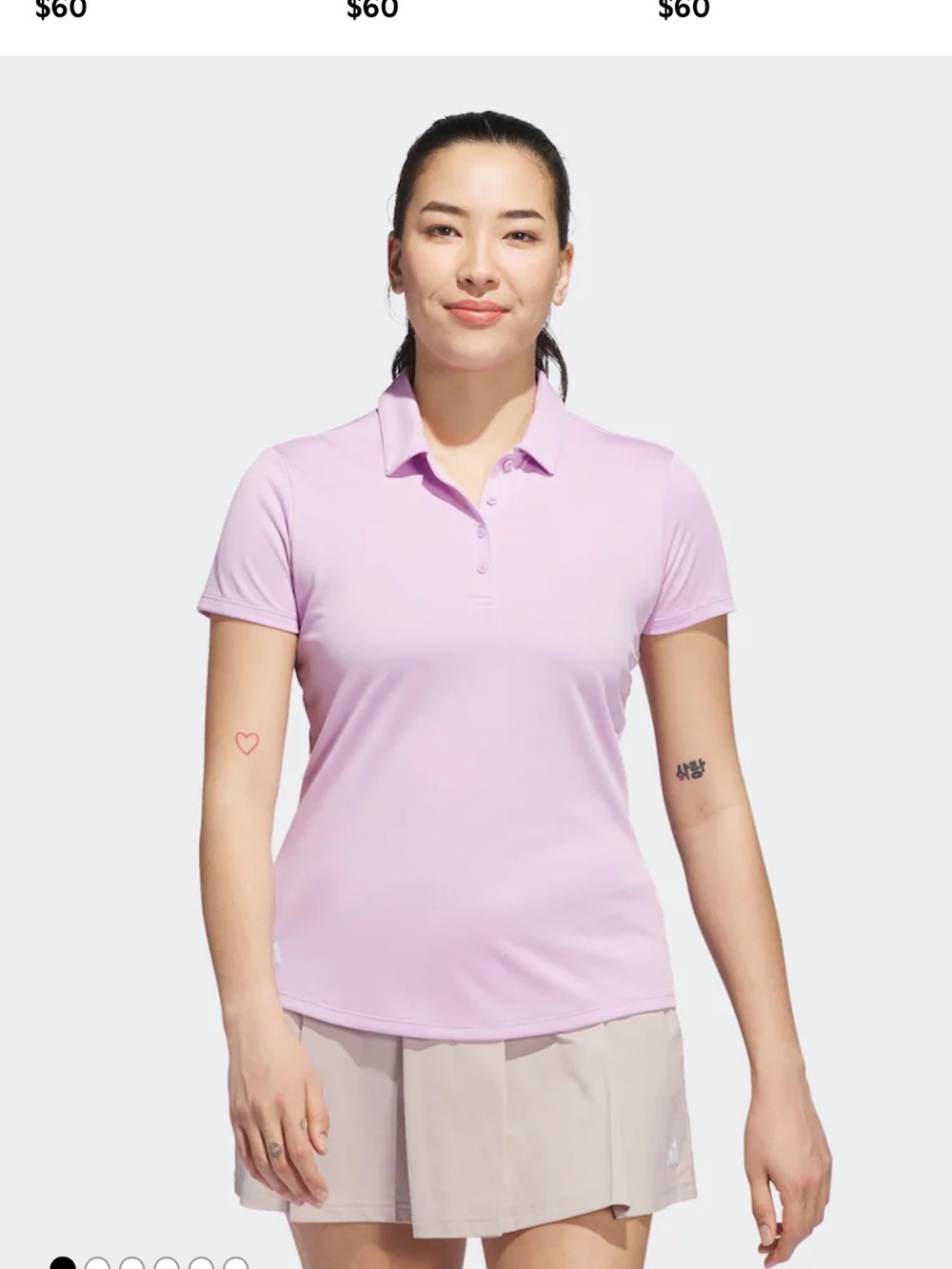 adidas Pinegreen Women’s Lavender Short-Sleeve Golf Polo Shirt